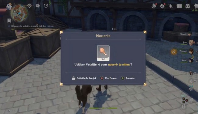 Déposez la volaille dans le bol des chiens