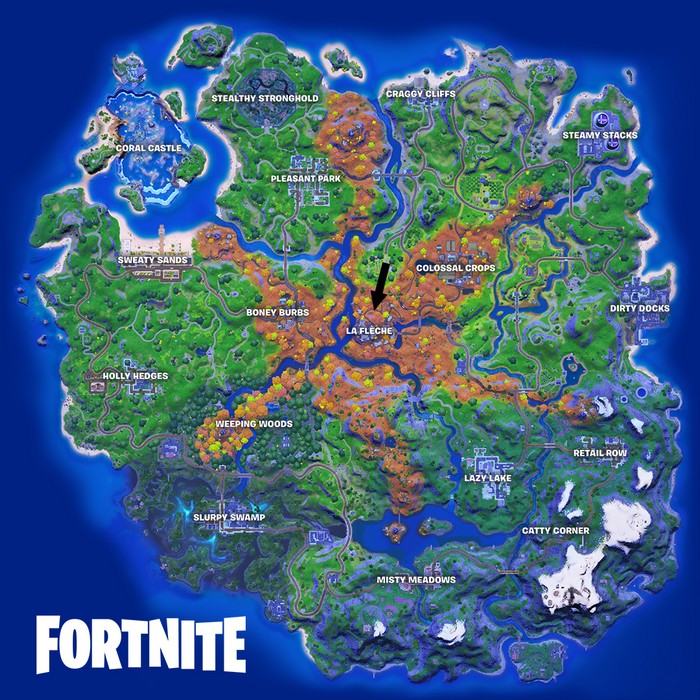 Emplacement de la Flèche dans Fortnite saison 6