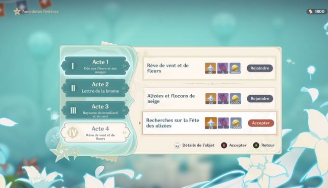 Recherches sur la Fête des alizées-genshin impact