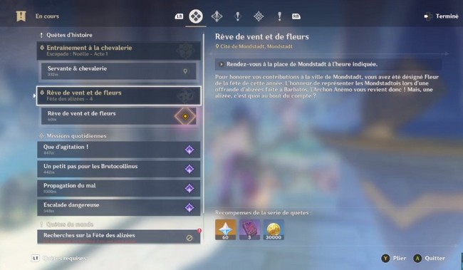 Rêve de vent et de fleurs genshin impact