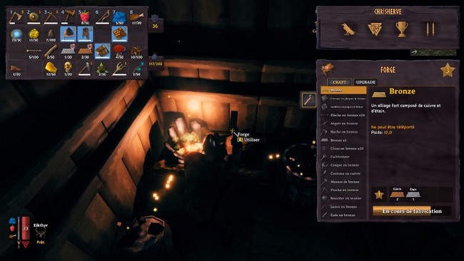 fabriquer du bronze Valheim