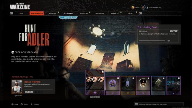 Hunt For Adler, les défis pour débloquer le skin dans Warzone