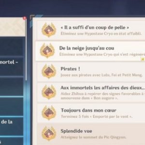 Succès Cachés Hypostase Cryo dans Genshin Impact