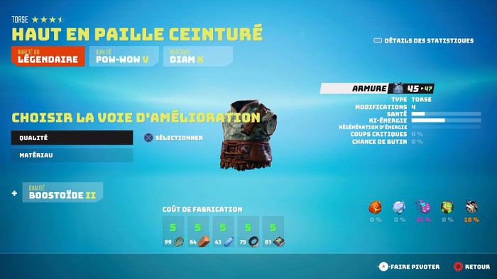 amélioration armure