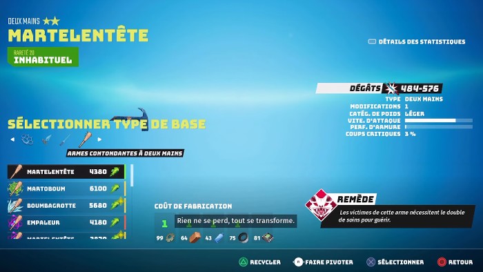 armes contondantes à deux mains