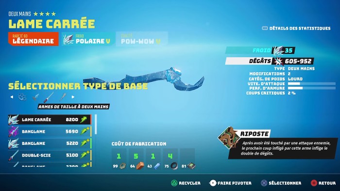 armes de taille à deux mains