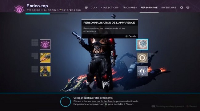 créer un ornement à partir d'un armure légendaire