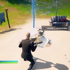 emplacement du château de sable à détruire dans Fortnite
