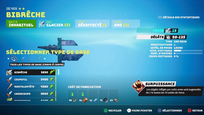 sélectionner type de base biomutant