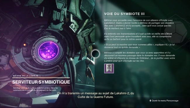 Destiny 2 - Quête Voie du Symbiote 3