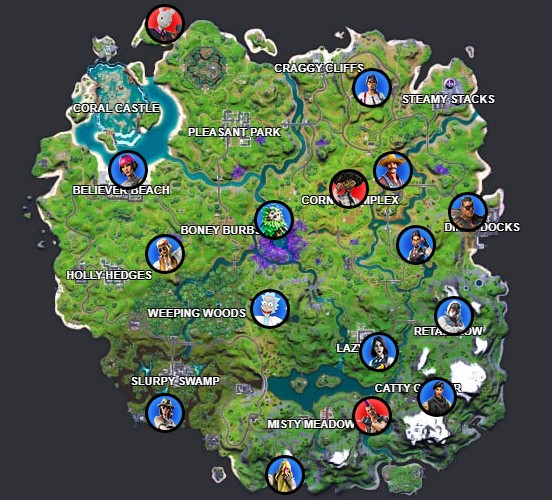 emplacement des PNJ fortnite saison 7 chapitre 2