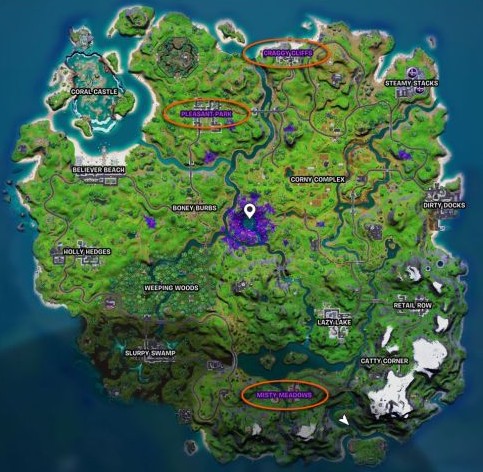 emplacements ovnis fortnite