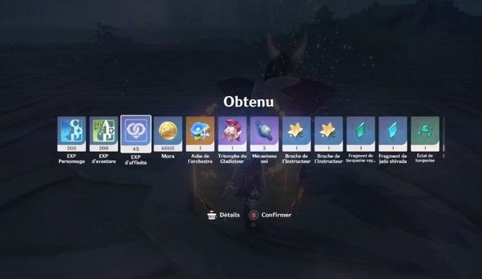 les récompenses du boss Lame Oni