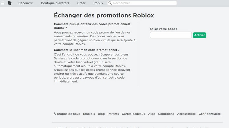 Échanger des promotions Roblox