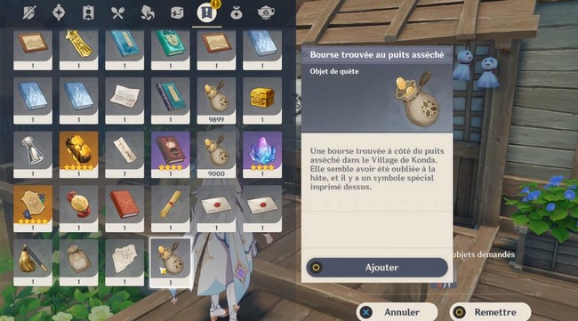 Bourse trouvée au puits asséché