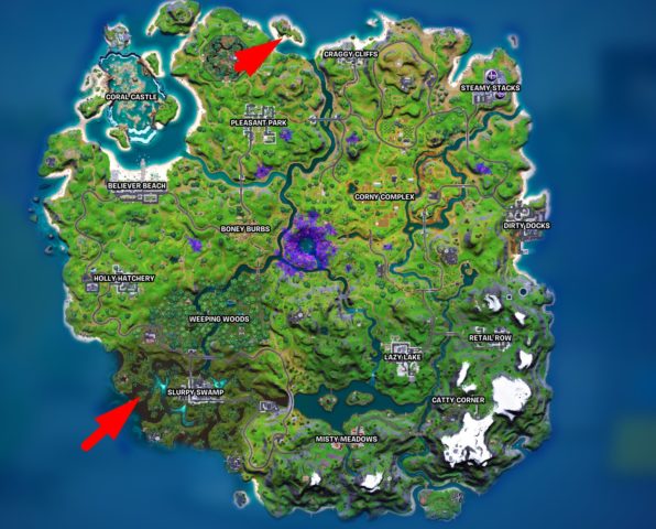 Les emplacements où construire une couveuse en bois dans Fortnite saison 7