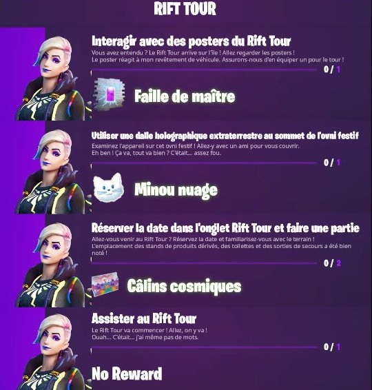 Liste des défis Rift Tour dans Fortnite