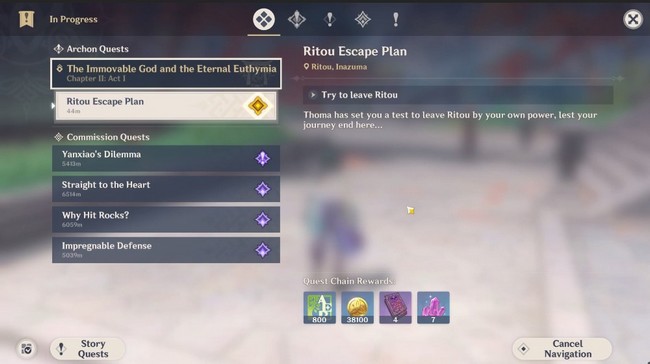 Plan d'évasion de Ritou-genshin impact