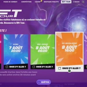 Réserver la date dans l'onglet Rift Tour