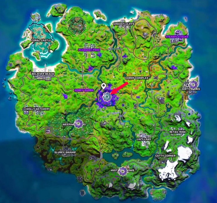 emplacement ovni festif Fortnite saison 7