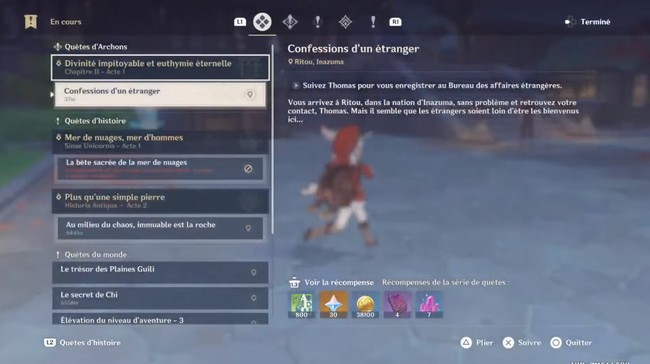 quête Confessions d'un étranger- genshin impact