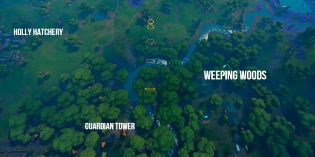 Emplacement des anneaux à traverser pour le défi Superman