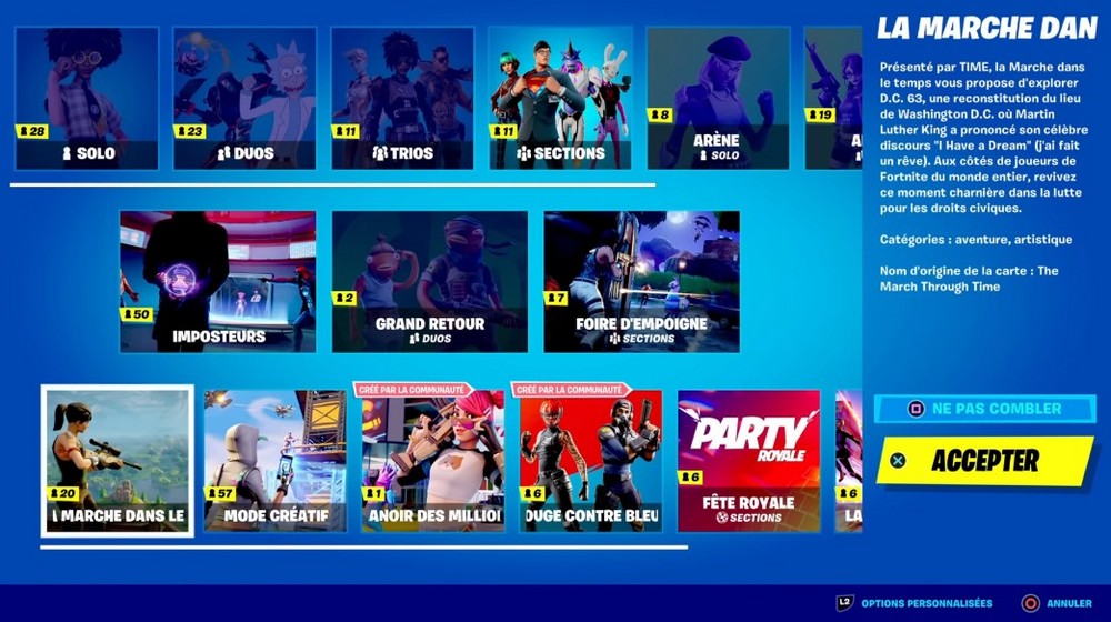 Le mode la marche dans le temps sur Fortnite