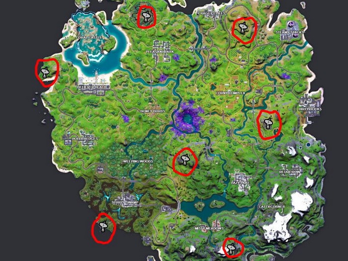 emplacements des stations satellites