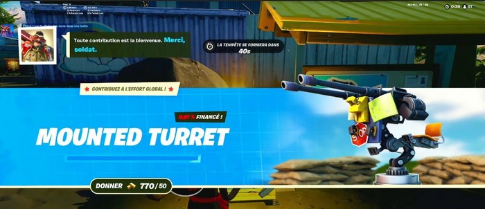 Faire des dons dans une boîte pour l'effort de guerre fortnite saison 8