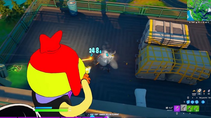 Infliger des dégâts avec des pistolets à des cibles situées en dessous de vous dans Fortnite