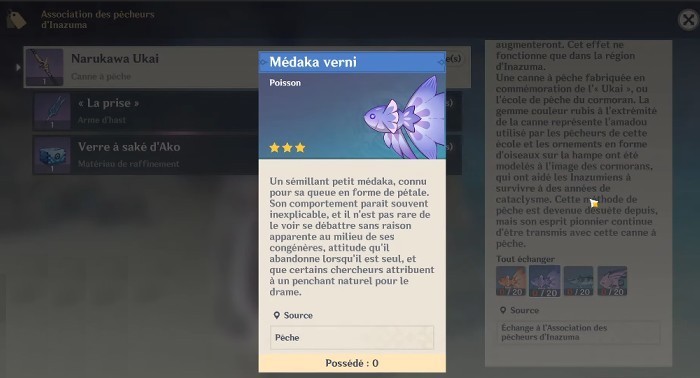 Médaka verni Genshin Impact