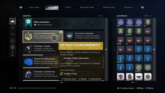 Entrez dans la Loge de Caliburn et trouvez le sceptre d'Ager