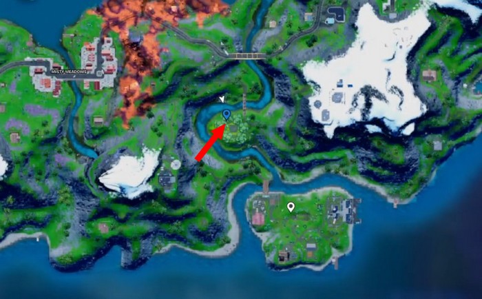 Emplacement cube Bleu dans la saison 8 du chapitre 2 Fortnite