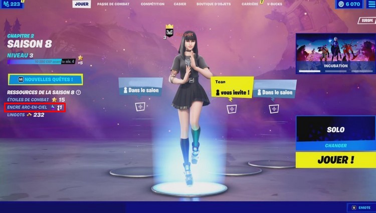 encre arc-en-ciel dans Fortnite saison 8