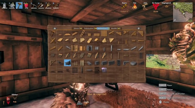 liste et recettes des objets en bois sombre Valheim