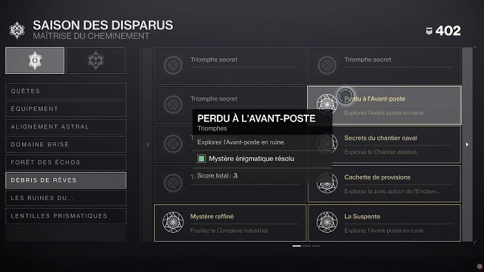 perdu à l'avant-poste