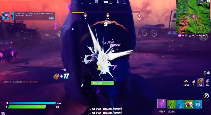 Collecter de la pierre sur des roches des Détours fortnite
