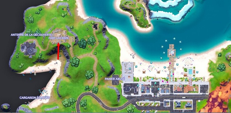Emplacement Fort Lacrêpe dans Fortnite saison 8 chapitre 2