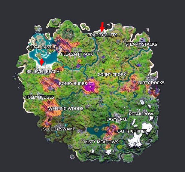 Emplacements balais de sorcière Fortnite saison 8 chapitre 2