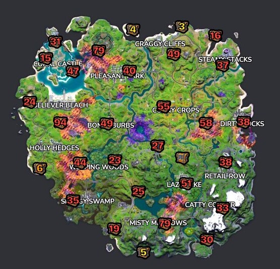 Emplacements des coffres dans Fortnite saison 8