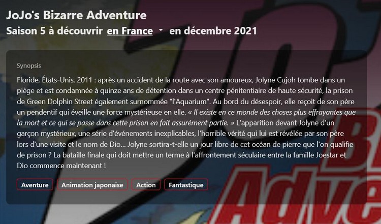 JoJo’s Bizarre Adventure Stone Ocean : date de sortie,
