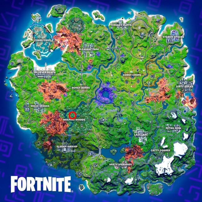L'emplacement des lucioles dans la saison 8 de Fortnite.