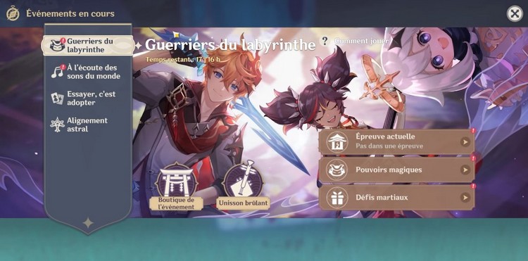 guide event guerriers du labyrinthe Genshin Impact