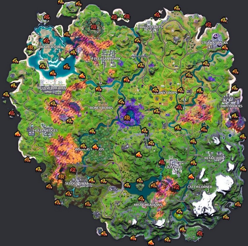 zones de pêche Fortnite saisosn 8 chapitre 2