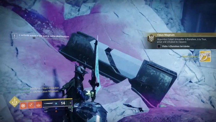 Apportez l'objet irrégulier à Banshee, à la Tour, pour voir s'il peut le réparer