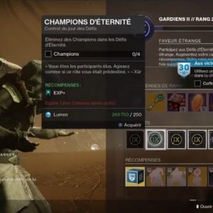 DESTINY 2 la quête Aux victorieux les honneurs