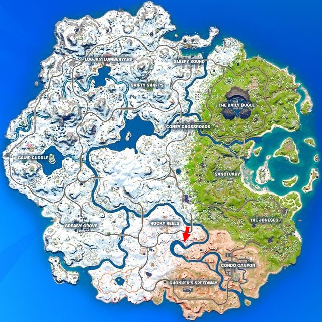 Emplacement Bicoque de la boucle chapitre 3 de Fortnite