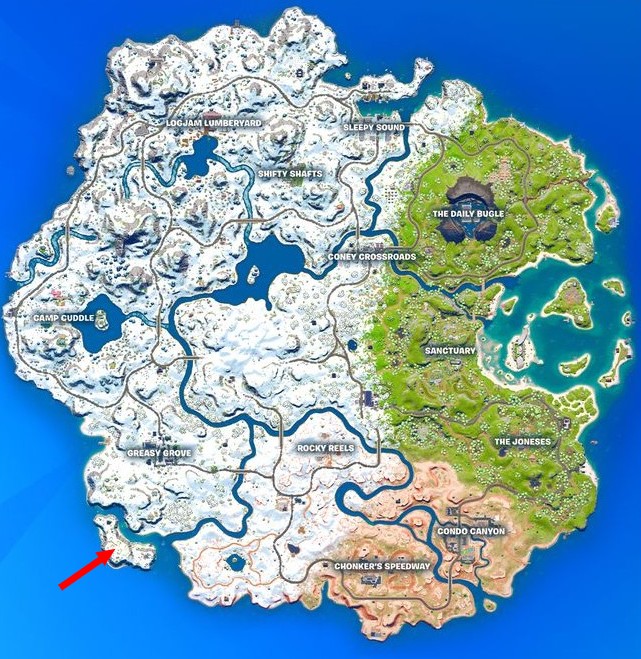 Emplacement Les Brise-vent au chapitre 3 de Fortnite
