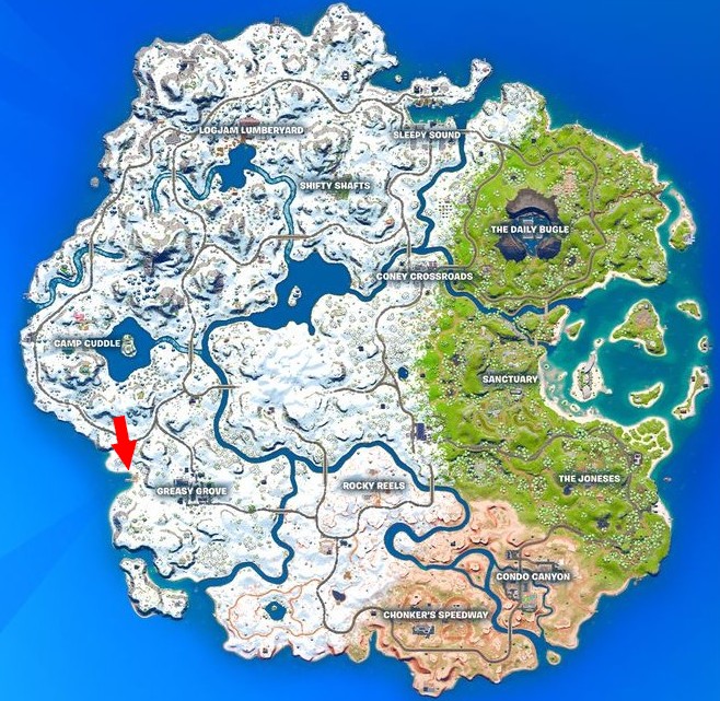 Emplacement Patelin des pêcheurs au chapitre 3 de Fortnite
