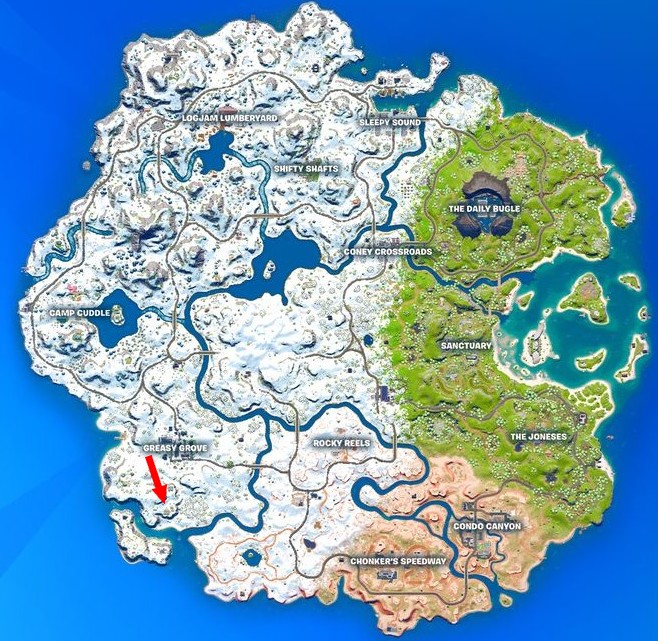 Emplacement Tour électrique chapitre 3 de Fortnite